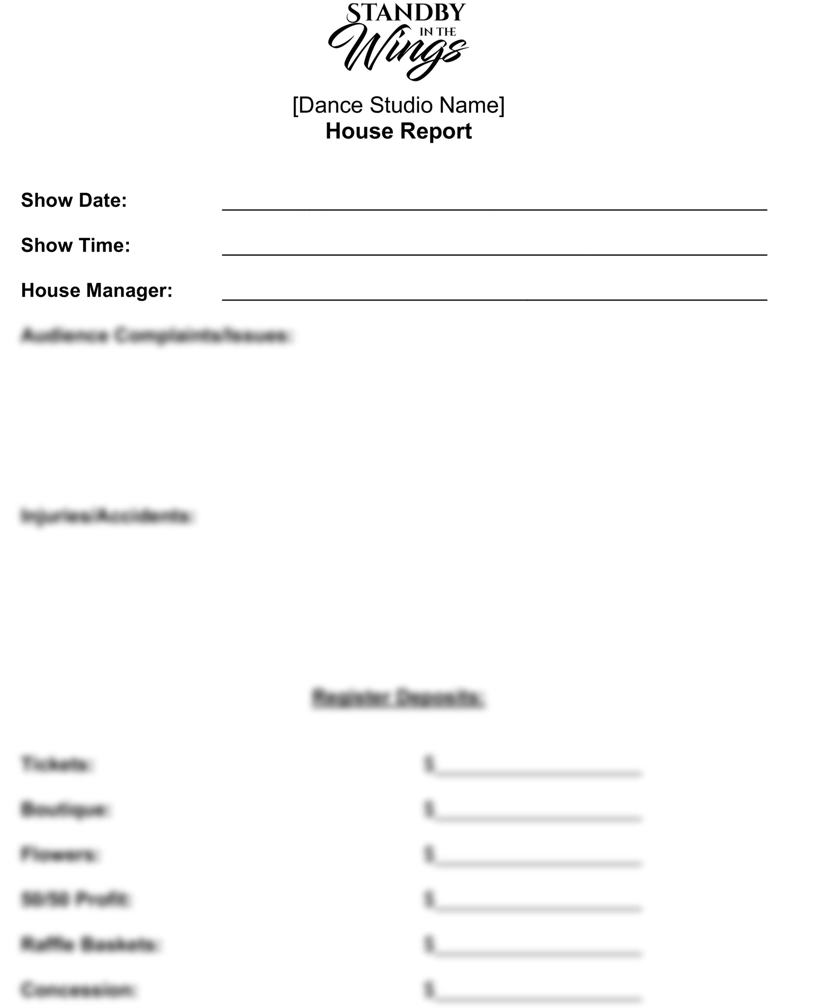 House Manager Form Template